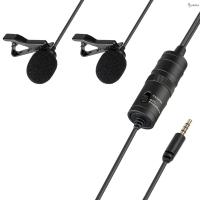 ราคา Dual Omni-directional Lavalier Microphone Lapel Clip-on Condenser Microphone for Canon DSLR Camera Microphone Muswn-1 (26383606279)