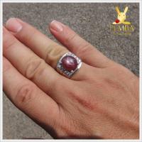 ราคา แหวนทับทิม Star เงินแท้925 ชุบทองคำขาว ตัวแทนของความรักบริสุทธิ์ (4077949579)