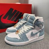 ราคา NikeAJ1 High-Top Denim Gold Buckle Distressed ins Wear-Resistant Anti-Slip Retro รองเท้าบาสเก็ตบอลน้ําหนักเบา (41616438374)