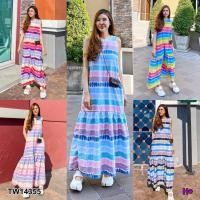 ราคา เดรสยาว แขนกุดคัลเลอร์ฟูล มีกระเป๋าข้าง (4977372731)