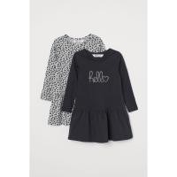ราคา H&M(เอชแอนด์เอ็ม) เดรสผ้ายืดแพ็ก 2 ตัว เด็กผู้หญิง 0870038_2 (29136924314)