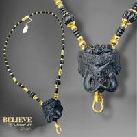 ราคา สร้อยกะลา"แต่งเม็ดทองเลเซอร์24k"เศียรช้างไม้แท้พร้อมก้ามปูสปริงทองเลเซอร์ ไม่ลอกไม่ดำ (28531664720)