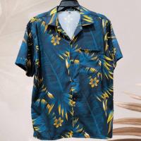 ราคา เสื้อเชิ้ตฮาวาย ลายใบไม้เขียวเหลือง (พื้นสีเขียว) ผ้าไหมอิตาลี (43450787536)