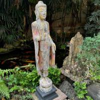 ราคา พระพุทธรูป สูงรวม130Cm พระสูง40นิ้ว สีชมพูปะทอง ทำเก่า พระประจำวันจันทร์ พระยืน ปางห้ามญาติ (29311429739)