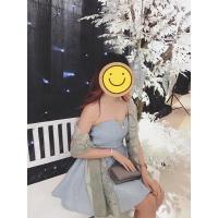ราคา เดรสสั้น เกาะอก สีฟ้า ผ้าหนา มีกากเพชรค่ะ (17101505516)