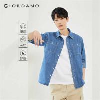 ราคา ❤ GIORDANO Men Double Pockets Classic Collar Long Sleeve Relaxed Comfort Fashion Casual Denim S (43413873993)