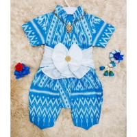 ราคา si ชุดไทยเด็กชาย เสื้อคอจีน ลายไทย โจงกระเบน ผ้าคาดเอว ผ้าฝ้าย (27380473396)