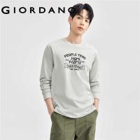 ราคา ❤ GIORDANO Men T-Shirts 100% Cotton Letter Print Tee Crewneck Long Sleeve Relaxed Simple Basic (40663885706)