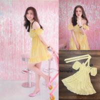 ราคา เดรสผ้าลายตารางเหลืองแซมขาวสีสันสดใสงานป้ายRamipapha (2018702006)