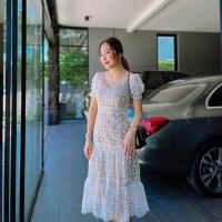 ราคา เดรสยาวลูกไม้ระบาย สีขาว งานป้าย Valley Girl มือ 1 (21913455975)