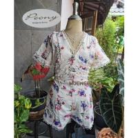 ราคา จั๊มสูทขาสั้นงานป้ายPeony (16539763451)