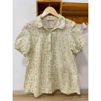 ราคา เสื้อคอบัวแขนตุ๊กตาลายดอกจิ๋ว+สีชมพูพื้น (26787138397)