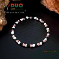 ราคา สร้อยข้อมือหิน " โรโดไนท์ " ฮาวไลท์ " แท้ 100% ขนาด 4 mm ทรงกลม ทรงลูกปัดโบราณ หินนำโชค หินมงคล หินแท้ dm2 (41259509733)