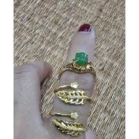 ราคา แหวนทรงโบราณหินเขียวและรูปใบไม้ดวงดาว(มือ2) (25659227055)