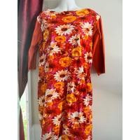 ราคา เดรสผ้ายืดสีส้มสด ลายดอกไม้ แบรนด์แตงโม ขนาด XL (26469261756)