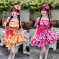 ราคา ️️เสื้อเปิดไหล่ทองกวาว ลายดอกแต่งโบว์ พร้อมกระโปรง 2 ชั้น น่ารัก สีสดใสมากๆ (24341531852)