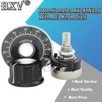 ราคา 1 ชุด (3 ชิ้น) RV24YN20S 1K 2K 5K 10K 50K 100K 500K Ohm Single Turn Carbon Film Rotary Taper Potentiometer พร้อม A03 ลูกบิด Dials ใหม่ (40315662774)