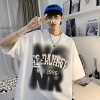 ราคา เสื้อยืดแขนสั้นโอเวอร์ไซส์ขนาดบวกสําหรับเด็กผู้ชายในฤดูร้อน, สไตล์อเมริกันหลวมย้อนยุคครึ่งแขนเสื้อยืดด้านบน (27180398969)