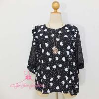 ราคา เสื้อคนอ้วนผ้าไหมอิตาลีสีดำลายหัวใจแต่งระบาย แขน3ส่วนผ้าลูกไม้นิ่มยืดได้ สวยหวานน่ารักมากๆค่ะ (11222902772)