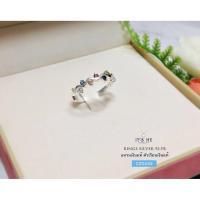 ราคา แหวนเงินแท้ ใบมะกอกประดับเพชร cz (Mix สี) พลอยสีทั้งหมด 11 เม็ด / 11 สี งานฝังแบบละเอียด เรือนเงินแท้ : CZ0242 (1970493755)