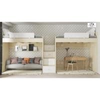 ราคา เตียงสูง เตียงล่างโล่ง 2 ชุด บันไดร่วม สูงรวม 200ซม. ขนาด 3.5ฟุต (25710874422)