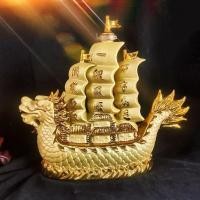 ราคา เรือมังกร เรือสำเภา ขวดเหล้างานเซรามิครูปปั้น สีทองพ่นทรายเนื้อทรายระยิบระยับ ตกแต่งบ้านเสริมฮวงจุ้ย 陶瓷金龙船 (11424641558)