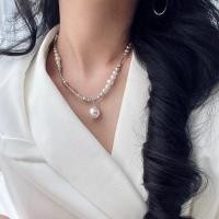 ราคา [ เดซี่ ] N1034 สร้อยคอหยกสีเทาและสีขาวโปร่งใสหรูหราสร้อยคอมุกเทียมสร้อยคอมุก (43667662628)