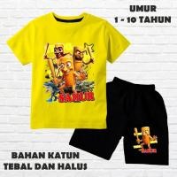 ราคา KATUN ชุดเด็กแขนสั้นพร้อมทูงซาห์รูโมติฟ 4 วัสดุผ้าฝ้ายพรีเมี่ยม พิมพ์สกรีน DTF สีดํา cln (43664766304)