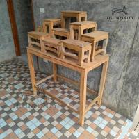 ราคา ส่งฟรี โต๊ะหมู่บูชาไม้สักทั้งชุดรวมฐาน หมู่ 9 หน้า 6 100*53*130 ซม รวมฐาน งานไม่ได้ทำสี ✅ทั้งชุด10ชิ้น✅ (25978556681)