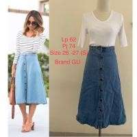 ราคา Gu กระโปรงยีนส์ กระโปรงยีนส์ รุ่น A กระดุมสด (41155732023)