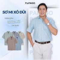 ราคา PAPAGO เสื้อผู้ชายวัยกลางคนแขนสั้นและไฮบริดแนวนอน ผ้าลายสก๊อตเท่ๆ-P23SNCR001 (29290713752)