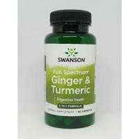 ราคา ขมิ้นชัน + ขิง เพื่อสุขภาพของทางเดินอาหาร : Swanson Ginger & Turmeric 60 แคปซูล (4520249550)