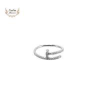 ราคา แหวนตะปูเงินแท้ 92.5 ประดับเพชร CZ ฝังเพชรหัวตะปูชนหาง (22382220551)