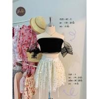 ราคา เสื้อปาดไหล่มือสองสีดำผ้ามุ้งใส่สบาย (XS - S) กระโปรงเวียดนาม กระโปรงลูกไม้สั้นสีครีม (S) เสื้อผ้ามือสองสภาพดี (26777297065)