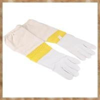ราคา [คุณ ย ก] ถุงมือการเลี้ยงผึ้งเครื่องมือการเลี้ยงผึ้งหนังสีขาวสีเหลืองทองตาข่ายสั้นถุงมือระบายอากาศเครื่องมือป้องกันผึ้ง (40864486510)