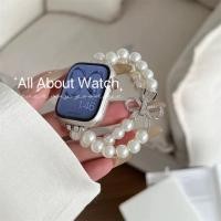 ราคา พร้อมส่ง สายสร้อยข้อมือมุก ประดับโบว์เพชร ใช้ได้กับ Smart Watch 9 8 7 6 5 4 3 2 1 Se Ultra และรุ่น CD99 H13mini H14Ultra (26162239765)