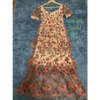 ราคา งานป้าย Love lady size M มือ2 เดรสยาว งานปัก เดรสลายดอก (10472997634)