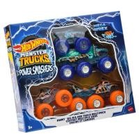 ราคา Hot Wheels Monster Truck Transporter Set Vehicle Toy Mini Cars 4 Pieces Ages 3 and Up Blue Orange HYJ29 (40354615765)