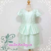 ราคา ชุดออกงานคนอ้วนผ้าไหมเทียมสีเขียวมิ้นท์คอวีแต่งระบายจับจีบช่วงเอว ด้านหลังติดซิปซ่อน สวยหวานมากๆคะ อกฟรีไซส์46-48นิ้ว(ไม (7214971751)