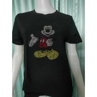 ราคา เสื้อยืดแฟชั่น สีดำ ผ้าเด้ง รีดเพชร งานป้าย (23758545659)