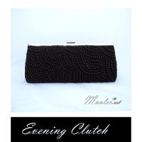 ราคา พร้อมส่ง Evening Clutch กระเป๋าออกงาน สีดำ ปักมุกลายโค้ง (5381469324)
