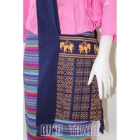 ราคา B-018 กระเป๋าย้ามผ้าพื้นเมือง กระเป๋าสะพายข้าง สีน้ำเงินลายช้างสีเหลือง (1993448872)