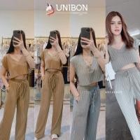 ราคา U27ชุดเซทไหมพรม เสื้อครอปคอวี แขนสั้น+กางเกงขายาวมีกระเป๋า2ข้าง ผ้าเกรดนำเข้า (16995072416)