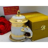 ราคา ถูกมาก ชุดของขวัญ แก้วน้ำชา กาแฟ หูช้าง เบญจรงค์ ขอบทอง กล่องผ้าไหม ของชำร่วย รับไหว้งานแต่ง เกษียณ ที่ระลึกไทย สวยหรู (2909527370)