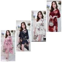 ราคา เดรสยาวไขว้หน้า ด้านในเป็นกางเกง แต่งกระโปรงผ่าด้านนอก ผ้าหนังกบพิมพ์ลายดอก (884111513)