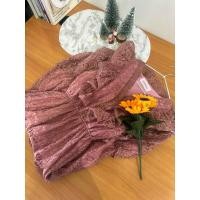 ราคา เดรสลูกไม้สีชมพูกะปิ แขนกุด เดรสมือสองสภาพดี (25163796784)