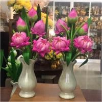 ราคา ดอกบัว แจกันดอกบัว งานประดิษฐ์จากดิน ราคาต่อคู่ สินค้ามี 2 สี (1718342454)