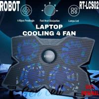 ราคา ROBOT RT-LCS02 Laptop Cooling Pad Stand 4 พัดลมระบายความร้อนไฟ LED ปรับความสูงได้ (26916488094)