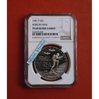 ราคา เหรียญเกรด NGC PF 69 Ultra Cameo Korean War Silver Dollar 1991-P #เงินขัดเงา .900 Silver (25491127313)