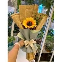 ราคา ช่อทานตะวันดอกเดี่ยวดอกไม้ประดิษฐ์จัดช่อพร้อมโบว์ (28826491378)